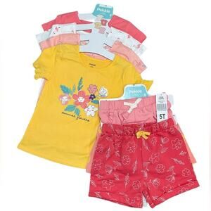 Pekkle Girls Floral Pineapple 4 Shorts & 4 Shirts 8 Piece Set Size 5 NWT